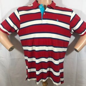 US Polo Assn Striped Mens Shirt Red Blue Large